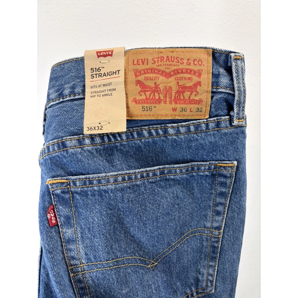 Levi's 516 Men's Blue Straight Ripped Jeans 36x32 "IRREGULAR" Manufacture ERROR